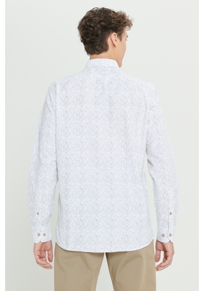 Ac&co Erkek Beyaz Hakı Slim Fit Dar Kesim Klasik Yaka Pamuklu Armürlü Gömlek