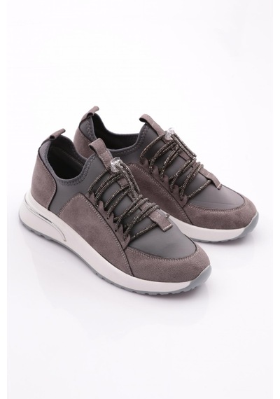 Dgn 221 Kadin Taş Bağcikli Sneaker Ayakkabi 221-2494-R4637 Gri