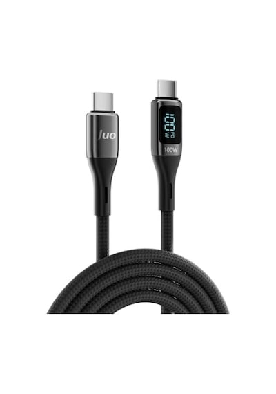 100w 5a Qc4.0 Dijital Led Ekranlı E-mark Çipli Usb Pd Type-c Hızlı Şarj Ve Data Kablosu 2 Metre