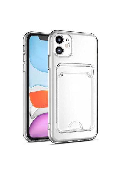 Goocamp Apple iPhone 11 Uyumlu Kartlıklı Şeffaf Setra Clear Silikon Kılıf-renksiz Renksiz