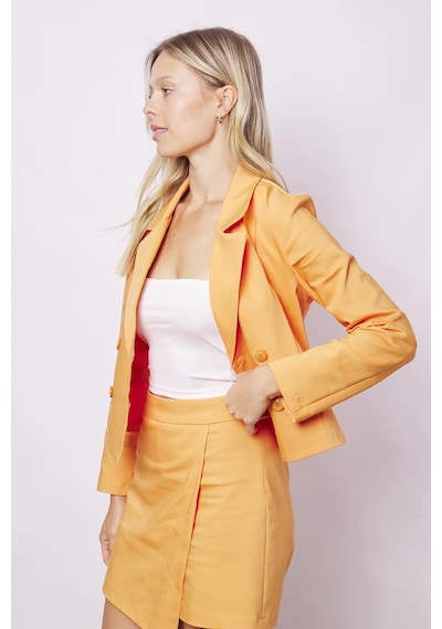 Kadın Yakalı Flato Cepli Uzun Kol Kruvaze Anvelop Hafif Likralı Kumaş Blazer Ceket-mango Mango