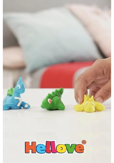 3 Adet Oyun Hamuru + Oyun Hamuru İçin Merdane Ve Kalıp Seti Play Dough