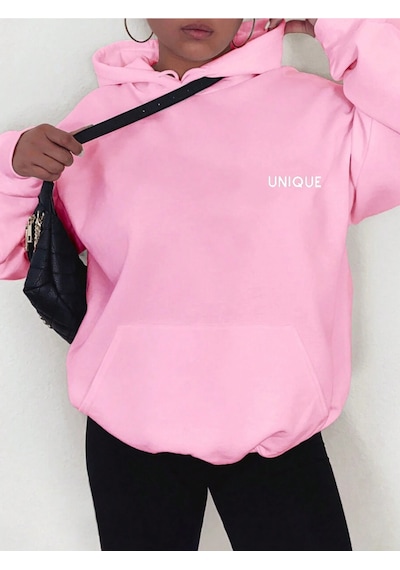 Startmore Pembe Unisex Erkek/kadın Unique Renkli Özel Baskılı Pamuklu Oversize Kapüşonlu
