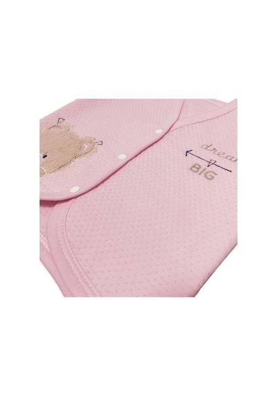 Babysena Ayıcık Nakışlı Pembe Kız Bebek Penye Yelek Pembe
