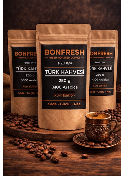 Türk Kahvesi 250g %100 Arabica Taze Kavrulmuş Geleneksel Türk Kahvesi 3x250gr Kavrulmuş Öğütülmüş