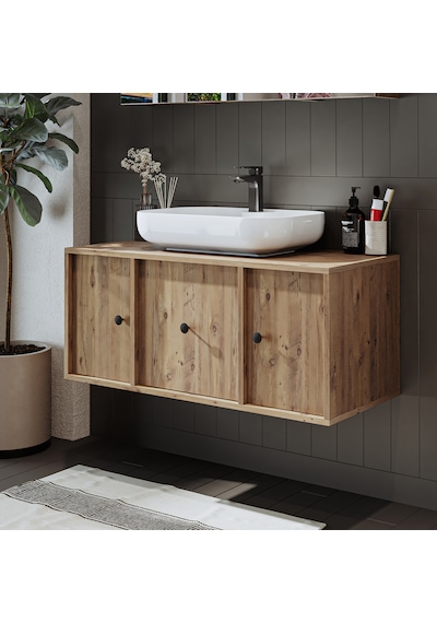 Ayaksız Oval Lavabolu Mdf 105 Cm Çekmeceli Banyo Dolabı Atlantik Atlantik Çam Ayaksız Oval Lavabolu Mdf 105 Cm Çekmeceli Banyo Dolabı Atlantik Atlantik Çam