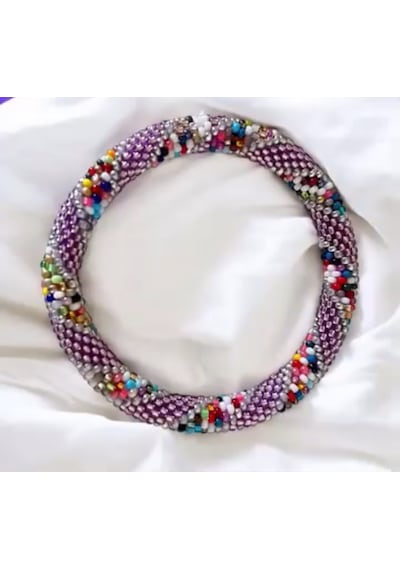 İkonik Stil Boncuk Bileklik Mor
