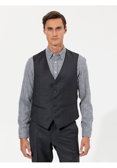 Cacharel Siyah Slim Fit Yelek