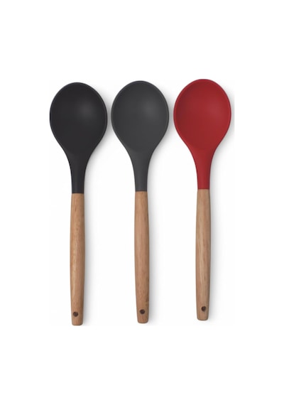 Deconox Bambu Saplı Silikon Servis Kaşığı, Bambu Uzun Silikon Servi Kaşığı 28cm 3 Renk Seçenekli, Yemeklerinizi Servis Etmek İçin Silikon Servis Kaşığı Kırmızı Sku: Smg8690010532367