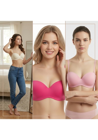 Bonbon Kadın Straplez 3'lü 3 Renk Sütyen Bb2367 Desenli