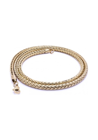 Fm Oval Kral Bakla Örgülü Çelik Kolye 4mm 3183cek022 Altın