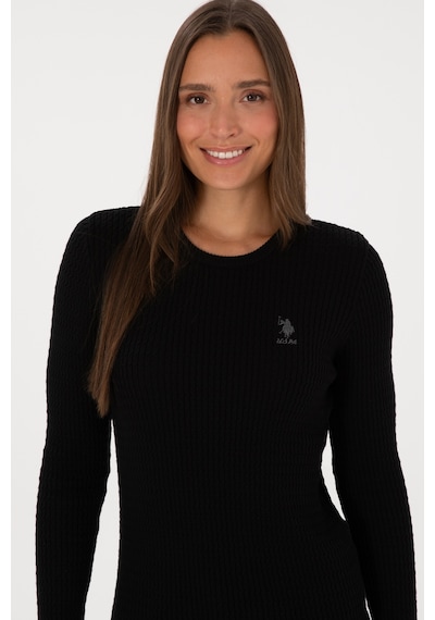 U.S. Polo Assn. Kadın Siyah Bisiklet Yaka Basic Kazak 50307763-VR046