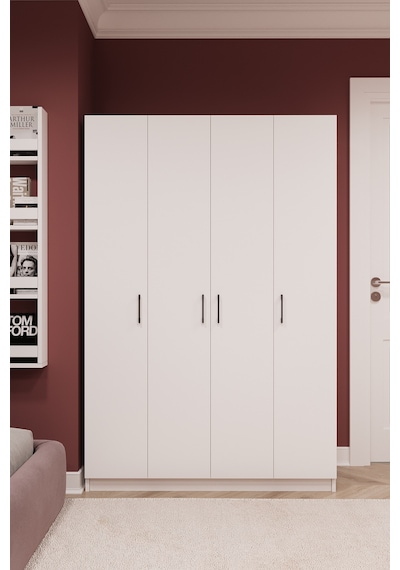 Asra Trend 4 Kapaklı Gardırop G-08 %100 MDF Fonksiyonel Kıyafet Dolabı Kül Gri