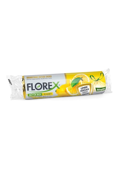 Florex Büzgülü Limon Kokulu Büyük Boy Çöp Torbası 5 Adet Sarı 65 x 70 CM
