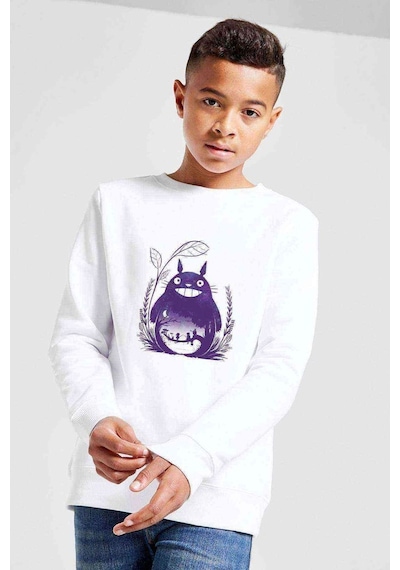 Tshirthane Komşum Totoro Baskılı Unisex Çocuk Beyaz Sweatshirt (534752611) Beyaz