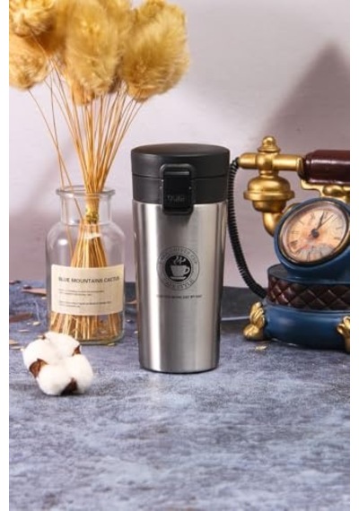 Kilitli 304 L Çelik Gri 500 Ml Kahve Termos Mug Cin406gr Çok Renkli