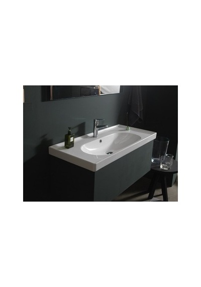 Mat Siyah Renkli Etajerli Seramik Lavabo, 100 Cm 508 Yeşil