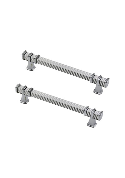 Tahtakale Toptancı Defne Zamak Kulp Kare Çizgili Model Yüzüklü Tepsi Kulpu 12 Cm 2 Adet Gümüş