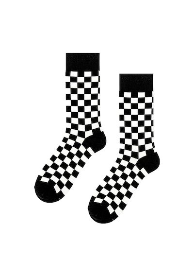 Carnaval Socks Siyah Beyaz Dama Desenli Renkli Çorap Çok Renkli