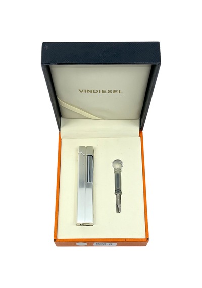 Slim Kare Metal Çakmak - Krom - Taşlı Gazlı Model 2