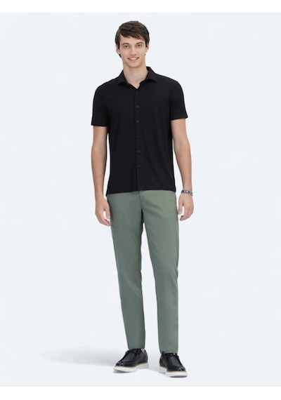 Kip Siyah Düz Regular Fit Casual Gömlek Siyah
