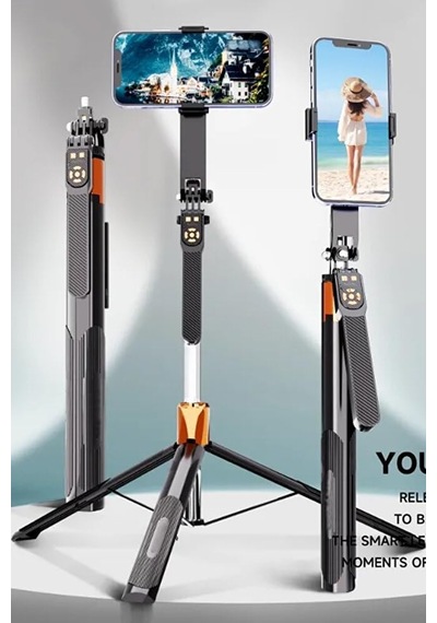 Bluetooth Kumandalı 185cm Tripod Selfie Çubuğu/go Pro Uyumlu / 360 Pan Kolu Özellikli Diğer