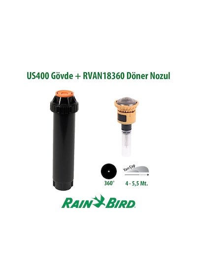 Rain Bird Rvan18360 Döner Nozul Tam Tur 4 - 5,5 Mt. Ve Us400 Boş Gövde Seti