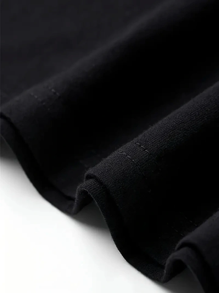 Modi Baskılı Oversize Bisiklet Yaka T-shirt - Siyah - Mymg159025