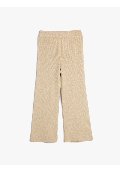 Koton Bol Paça Pantolon Yumuşak Dokulu Beli Lastikli Kaşkorse Sarı 4wkg90018at Sarı
