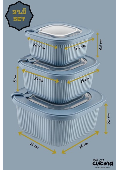 Vakumlu Sızdırmaz Saklama Kabı Seti, 3 Parça, Mikrodalga Ve Derin Dondurucu Uyumlu, 600ml-1100ml-1800ml, Bpa Free M Diğer