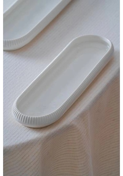Acar Linea Oval Tabak 28x7x2cm Beyaz