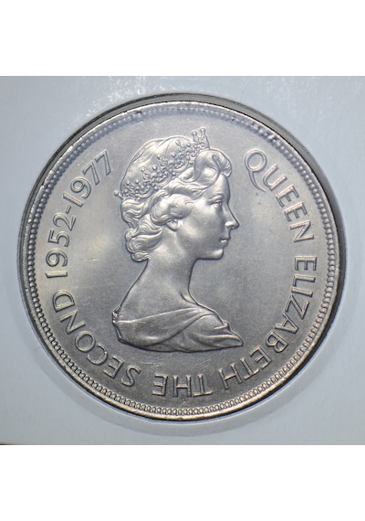Jersey 25 Pence 1977 Kraliçe Iı. Elizabeth Tahtaçıkışının 25. Yılı 38,6 Mm 28,28 Gr. Kapamada Çil.