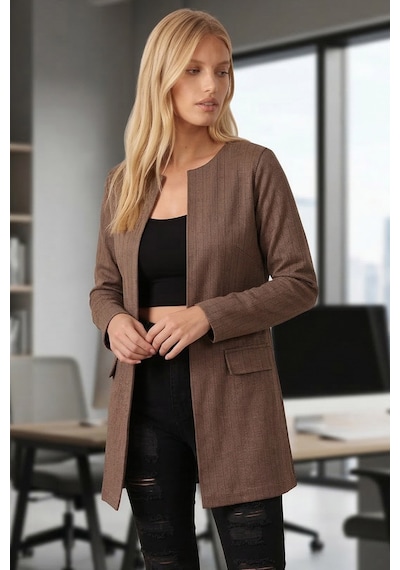 Armonika Kadın Vizon Beli Dikişli Uzun Ceket Arm-26k001091