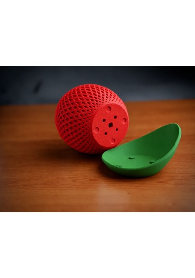 3d Baskı Küre Saksı - Kafes Dokulu İki Parçalı Dekoratif Saksı - Kırmızı-yeşil 23692601