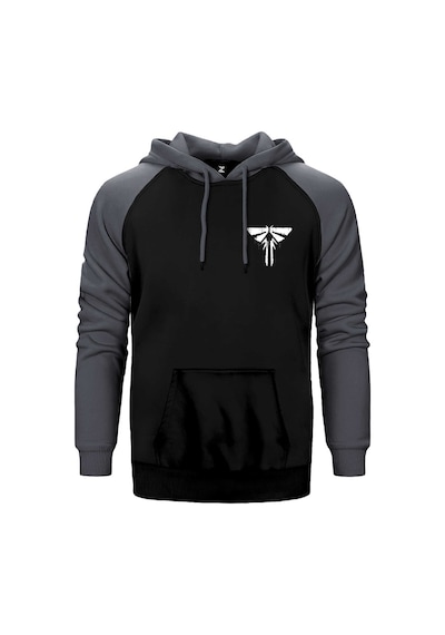 The Last Of Us Logo Gri Renk Reglan Kol Kapşonlu Sweatshirt Gri