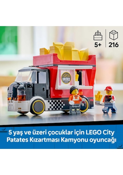 LEGO® City Patates Kızartması Kamyonu 60488 - 5 Yaş ve Üzeri Çocuklar İçin Aksesuar İçeren Yaratıcı Oyuncak Yapım Seti (216 Parça)