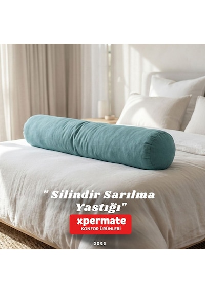 Xpermate Sarılma Yastığı Bacak Arası Yastığı Silindir 150cm Mavi