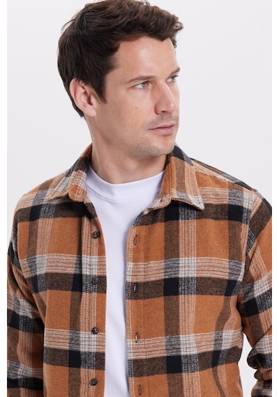 Tudors Erkek Slim Fit Dar Kesim Kareli Kışlık Oduncu Gömlek-42099 Çok Renkli