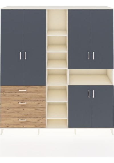 Hyperion Dolap 13 Raflı 3 Çekmeceli 6 Kapaklı 220x44x243 Aytaşı-antrasit/çam Antrasıt/atlas Çam