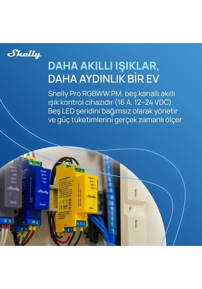 Shelly Pro Rgbww Pm Akıllı Led Renk Ve Parlaklık Kontrol Rölesi