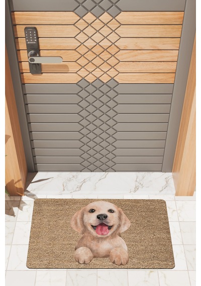Rugmood Modern Dijtal Baskı Köpek Resimli Kapı Önü Paspası Çok Renkli