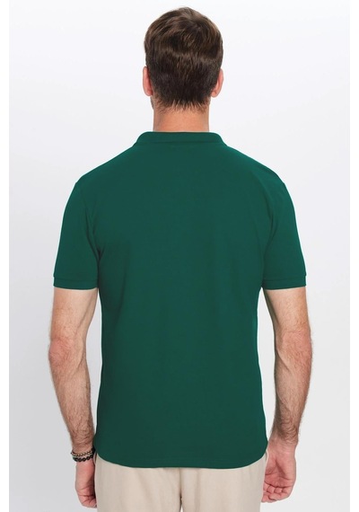Tudors Erkek Slim Fit Dar Kesim %100 Pamuk Yeşil Polo Yaka Tişört-32778 Yeşil
