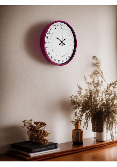 36 Cm Pembe 24 Saat Göstergeli Özel Tasarım Duvar Saati Diğer