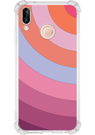 Huawei P20 Lite Uyumlu Köşe Korumalı Renk Cümbüşü F Tasarımlı Şeffaf Silikon Kılıf