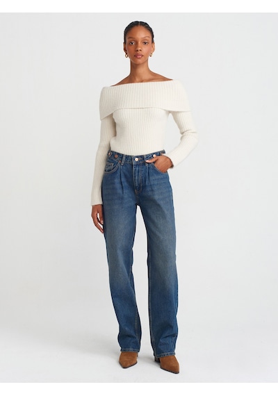 Dilvin 71761 Kemeri Apoletli Balon Denim Pantolon Tint