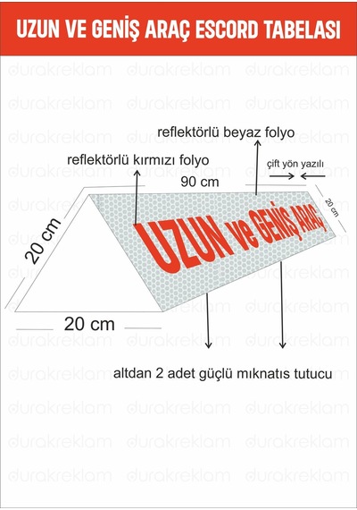 Uzun Ve Geniş Araç Mıknatıslı Tabela