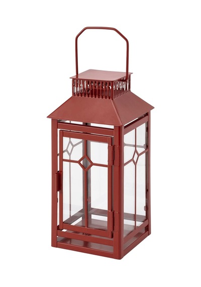 Kırmızı Metal Ve Cam Fener Mumluk 11x11x22 Cm Kırmızı - 938705920 Kırmızı