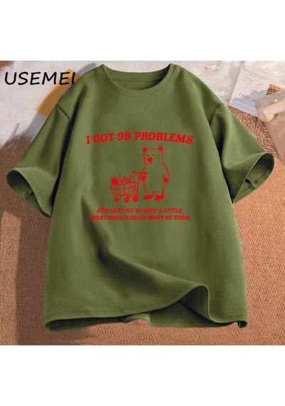 Flood Of Style Ben 99 Sorunları Var Ve Kendimi Küçük Bir T Shirt Pamuk Kısa Kollu Unisex T-shirt Rahat Kısa Yeşil
