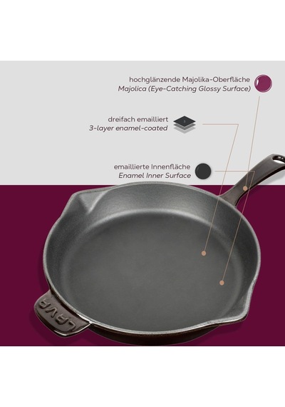 Lava Metal Premium Serisi - Döküm Kızartma Tavası, Yuvarlak, 28 Cm, Majolik Mor Diğer
