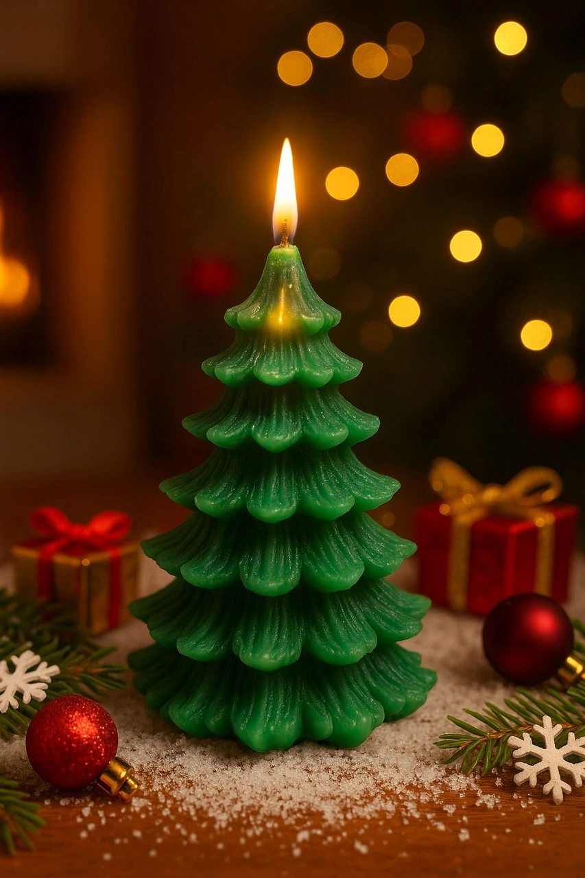 3 Lü Yılbaşı Temalı Masa Ve Ev Dekoru Noel Baba Kozalak Ve Çam Ağacı Temalı Mum Yılbaşı Hediye Seti Çok Renkli
